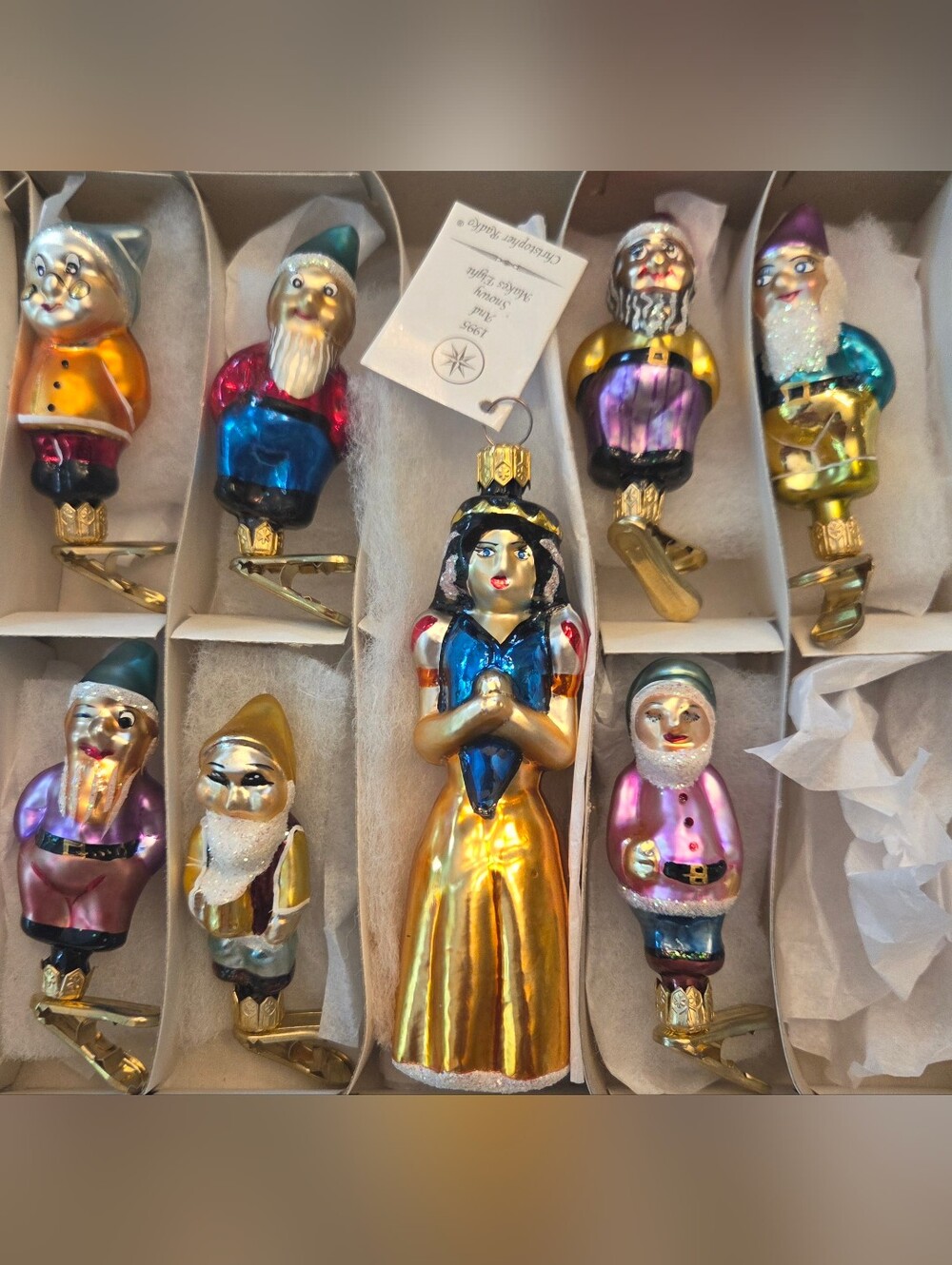 Christopher Radko And Snowy Makes Eight Snow White & The 7 Dwarfs Glass Ornament